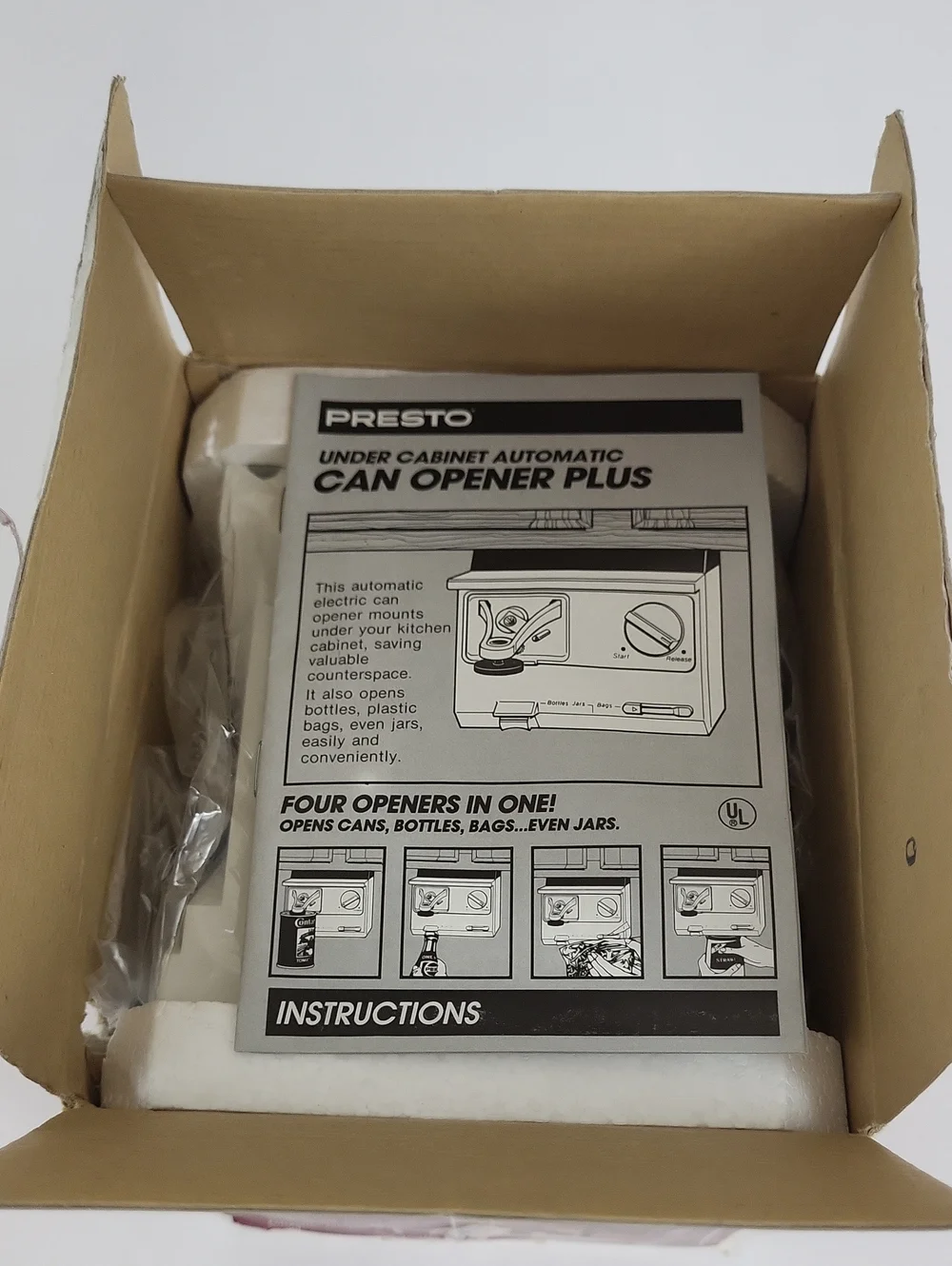 NEW Presto AboveAll Under Cabinet Automatic Can Opener Plus 05600 Open Box